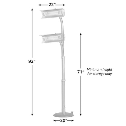 FireSense Stainless Steel 2.3m Telescoping Pole Mounted Infrared Patio Heater