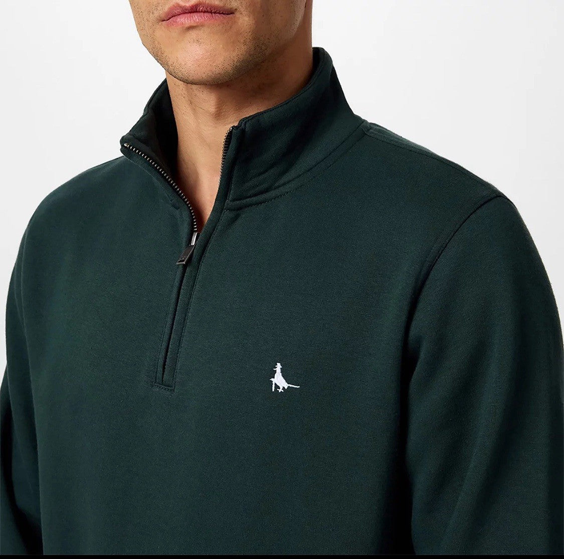 Jack Wills Men's Barchester 1/4 Zip Sweatshirt in Green, Large