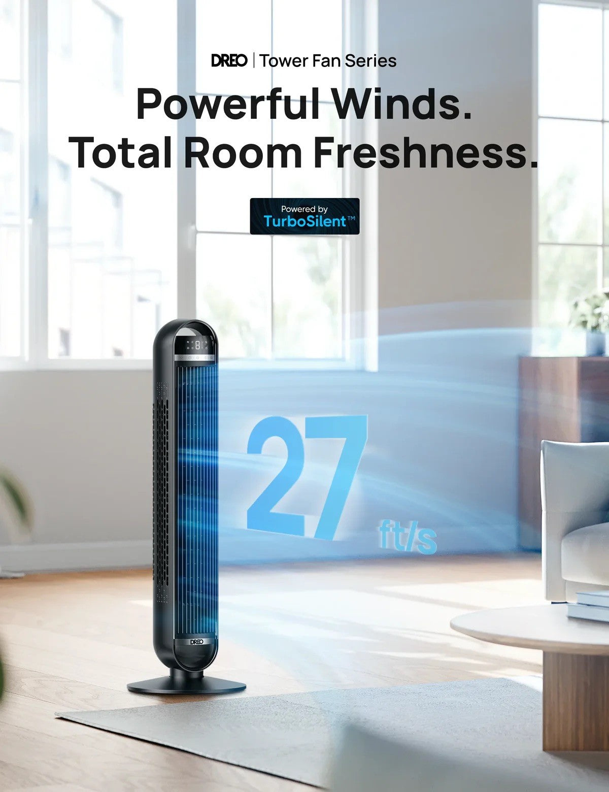 Dreo Nomad TF414 Tower Fan, Black, 4 Modes, Remote, Wifi, Alexa
