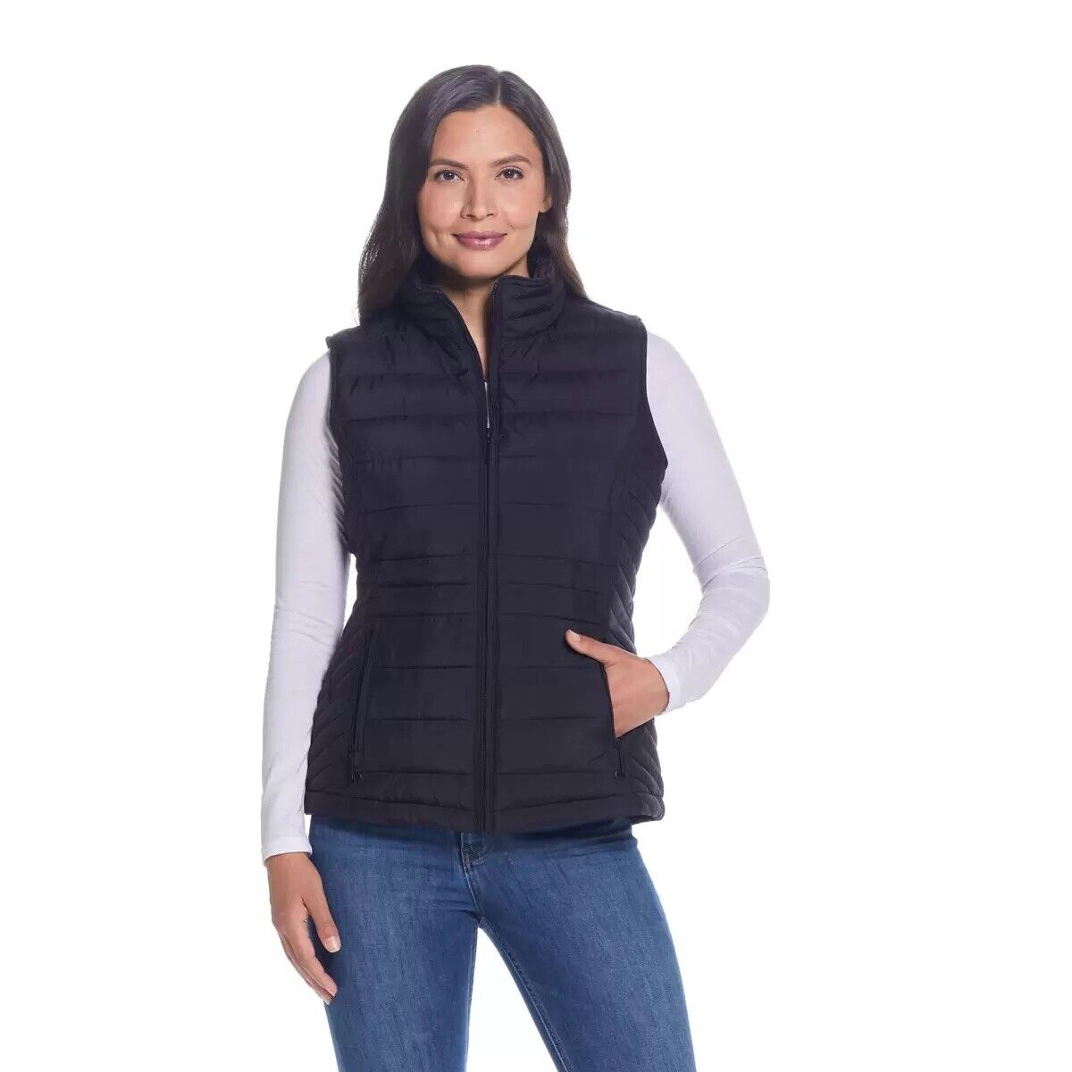 Weatherproof Ladies Quilted Plush 3/4 Vest in Black Size Medium