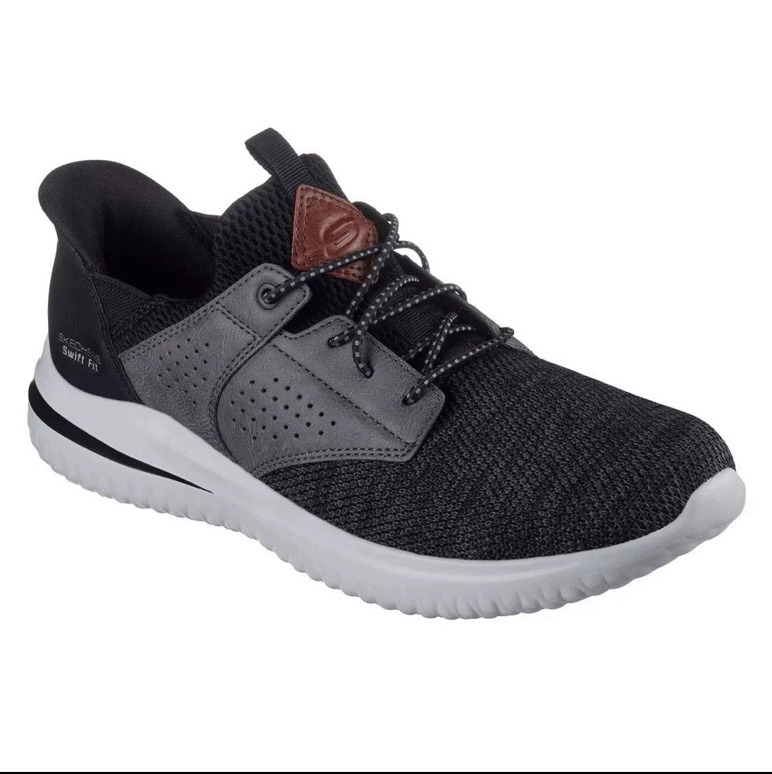 Skechers Men's Swift Fit Delson Trainer in Black UK 9