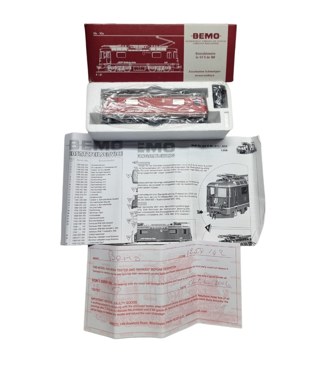 Bemo 1258-142 Ge 4/4 II 622 Ellok 'Arosa' of the RhB Locomotive new