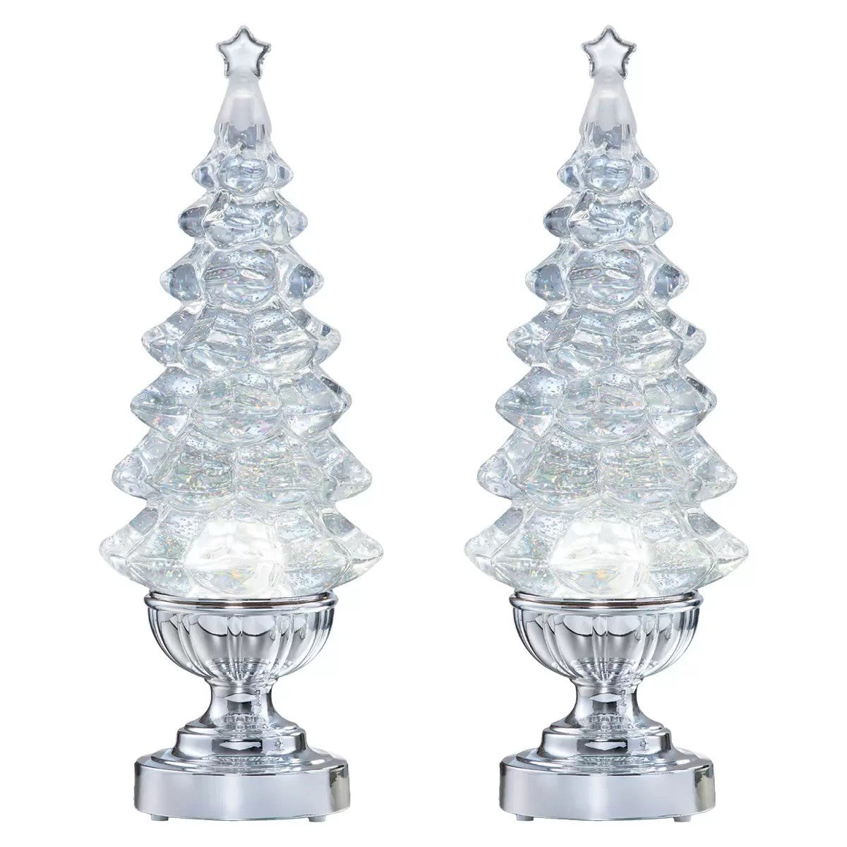 14 Inch (35.6 Cm) Lighted Glitter Tree Lamps, 2 Pack