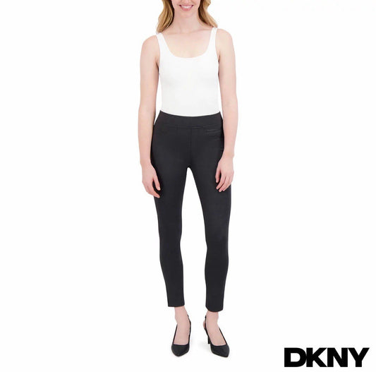 DKNY Ladies Herringbone Black Pull on Ponte Pant, Medium
