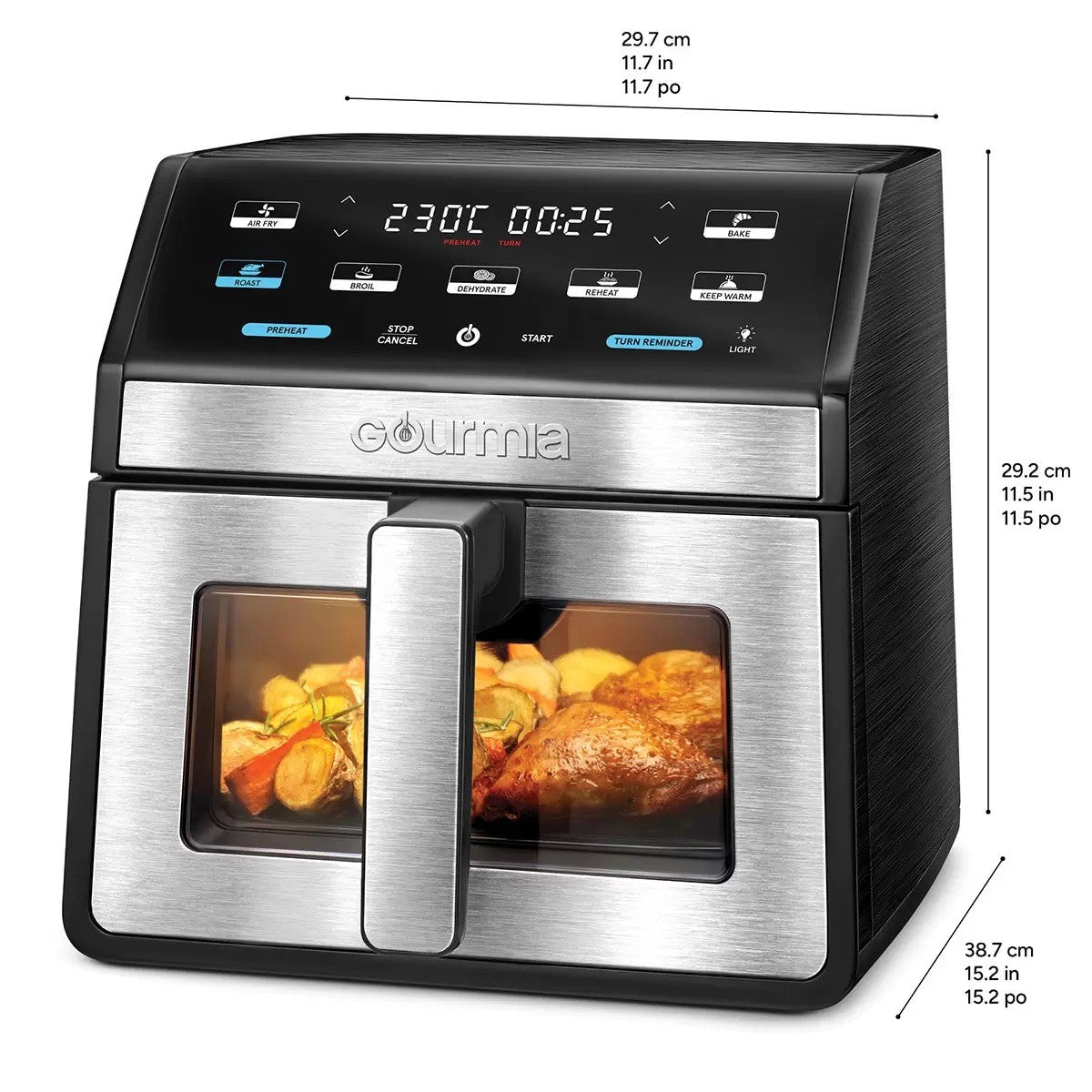 Gourmia Digital Air Fryer 7.6L With Light & Window Black 7 Fry Functions