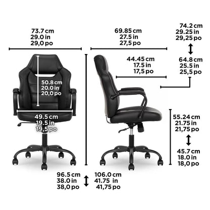 True Innovations Back to School Office Chair with Pneumatic Adjustment, Black