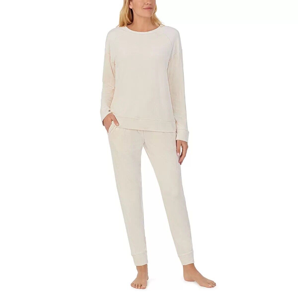 Carole Hochman Ladies Velour Lounge Set In IVORY