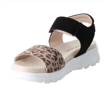 Josef Seibel Whitney 01, Size UK 4,EU 37 Leopard Print / Black Leather Sandals