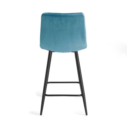 Bentley Designs Marlow Blue Velvet Tapered Back Bar Stool, 2 Pack