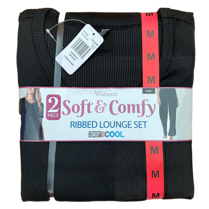 Soft & Comfy Ribbed Lounge Set By 32 Degrees- Size M Black