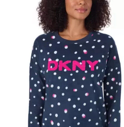 Brand New DKNY Ladies Fleece Lounge Set, 2 Piece in Navy Size S