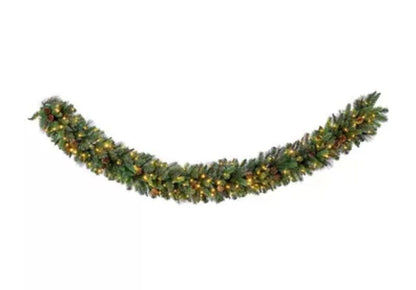 9ft (2.7m) Pre-Lit Christmas Garland with 150 Colour Changing LED Lights