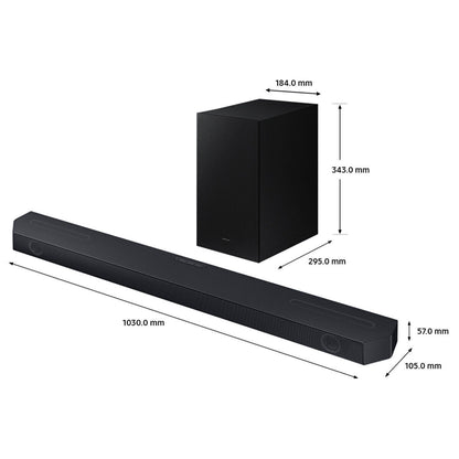 Samsung HW-Q600C/XU, 3.1.2 Ch, Soundbar and Wireless Subwoofer with Bluetooth