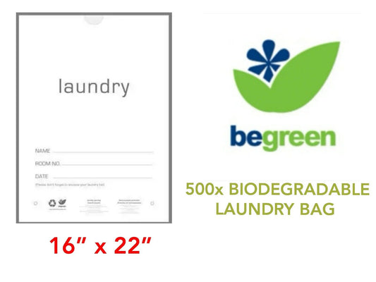 500x BIODEGRADABLE LAUNDRY BAG 16” x 22” / Hotels Bedroom Supplies