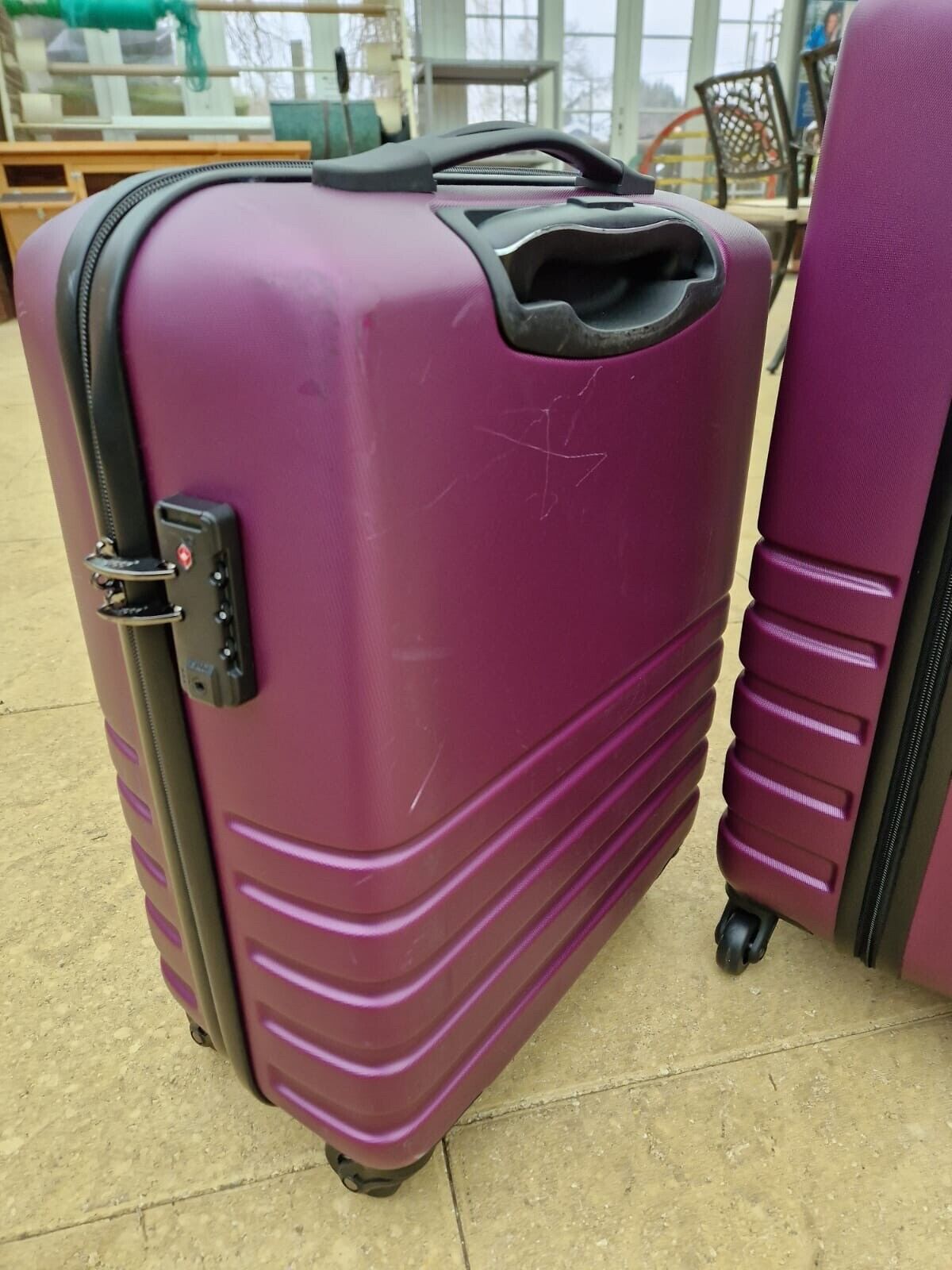 Rock Byron 3 Piece Hardside Luggage Suitcase Set in Purple - Ex-display