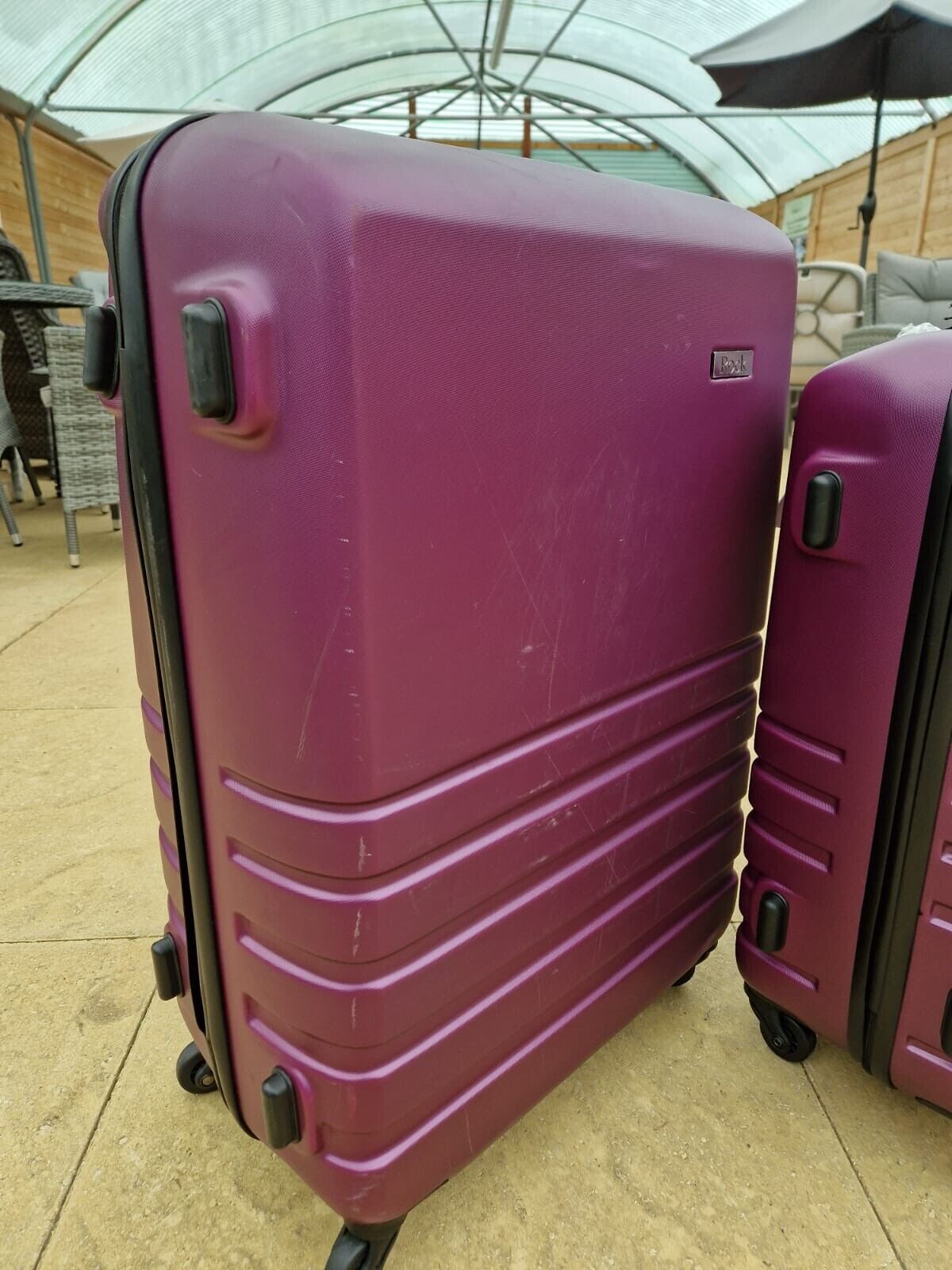 Rock Byron 3 Piece Hardside Luggage Suitcase Set in Purple - Ex-display