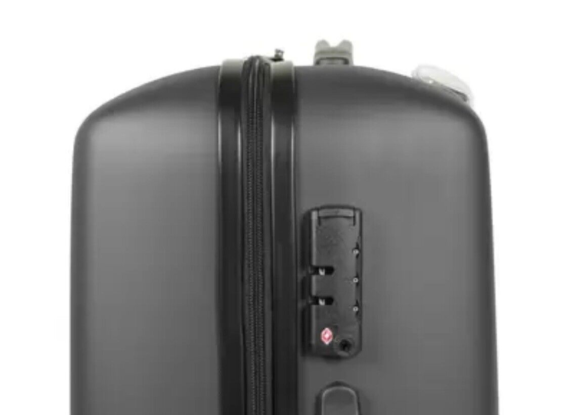 Rock Pacific 3 Piece Hardside Luggage Suitcase Set in Charcoal Spinner Case
