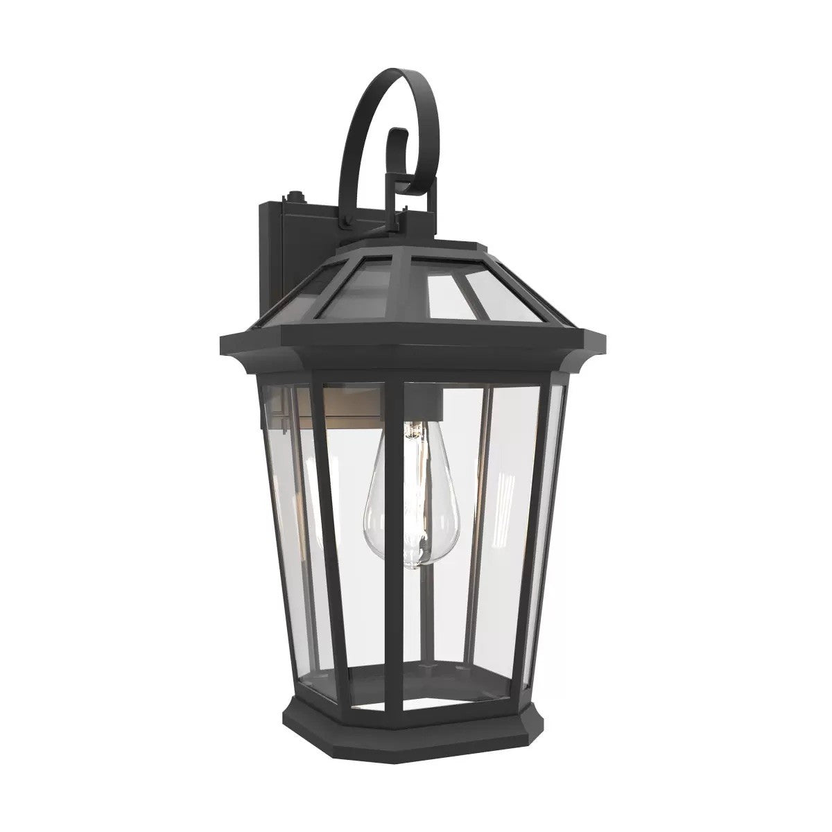 Lutec Traditional Outdoor Wall Lantern Light in Black