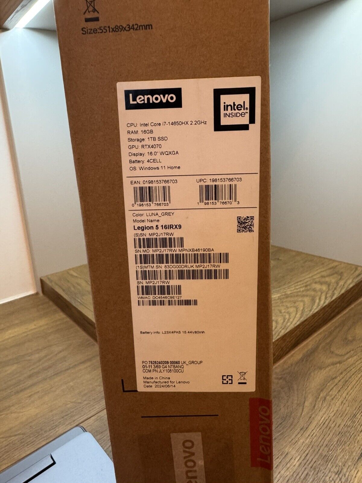 Lenovo Legion 5 16IRX9, Intel Core i7, 16GB RAM, 1TB SSD, RTX 4070 16'' Gaming