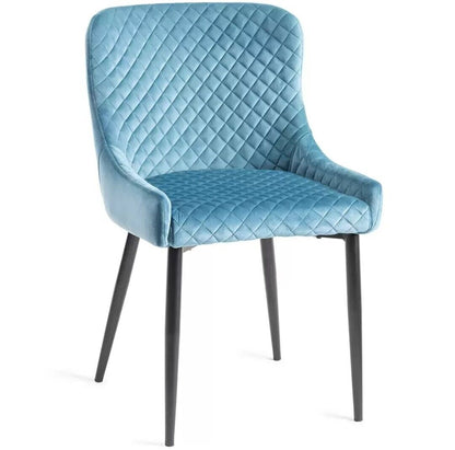 Bentley Designs Blue Velvet Diamond Stitch Dining Chair, 2 Pack - NEW / BOXED