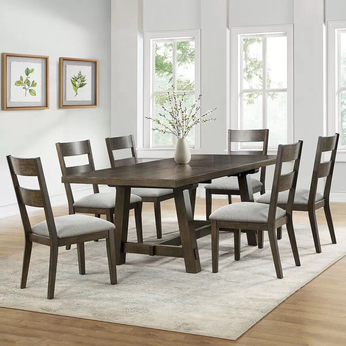 Brinley Extending Dining Table + 6 Dining Chairs, Seats 4-6