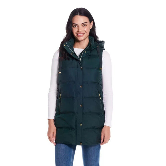 Weatherproof Ladies Hooded Long Gilet in Green