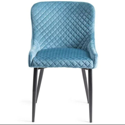 Bentley Designs Blue Velvet Diamond Stitch Dining Chair, 2 Pack - NEW / BOXED