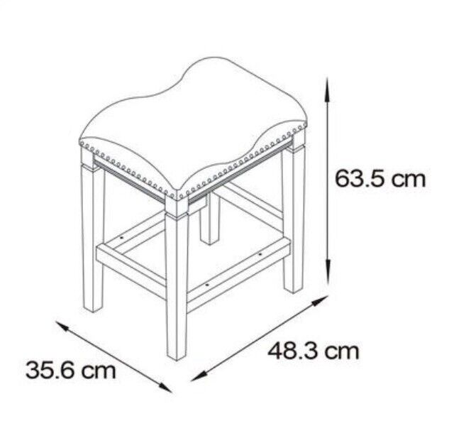 Set Of 2 Bonded Leather Stools Upholstered Seats Solid Birch & Cherry Veneers