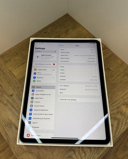 Apple iPad Pro 4th Gen 2022 Space Grey - 11 Inch - WiFi 512GB MNXH3B/A VAT