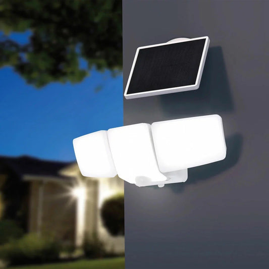 Lutec Solar Motion Sensor Hybrid Security LED Flood Light White Outdoor Lighting