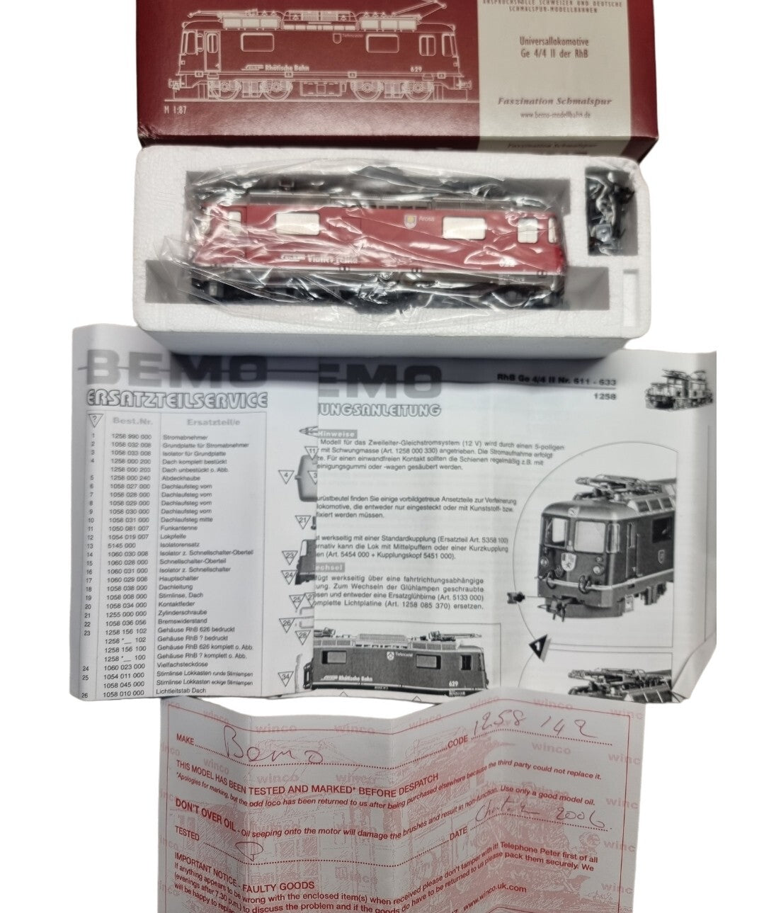 Bemo 1258-142 Ge 4/4 II 622 Ellok 'Arosa' of the RhB Locomotive new