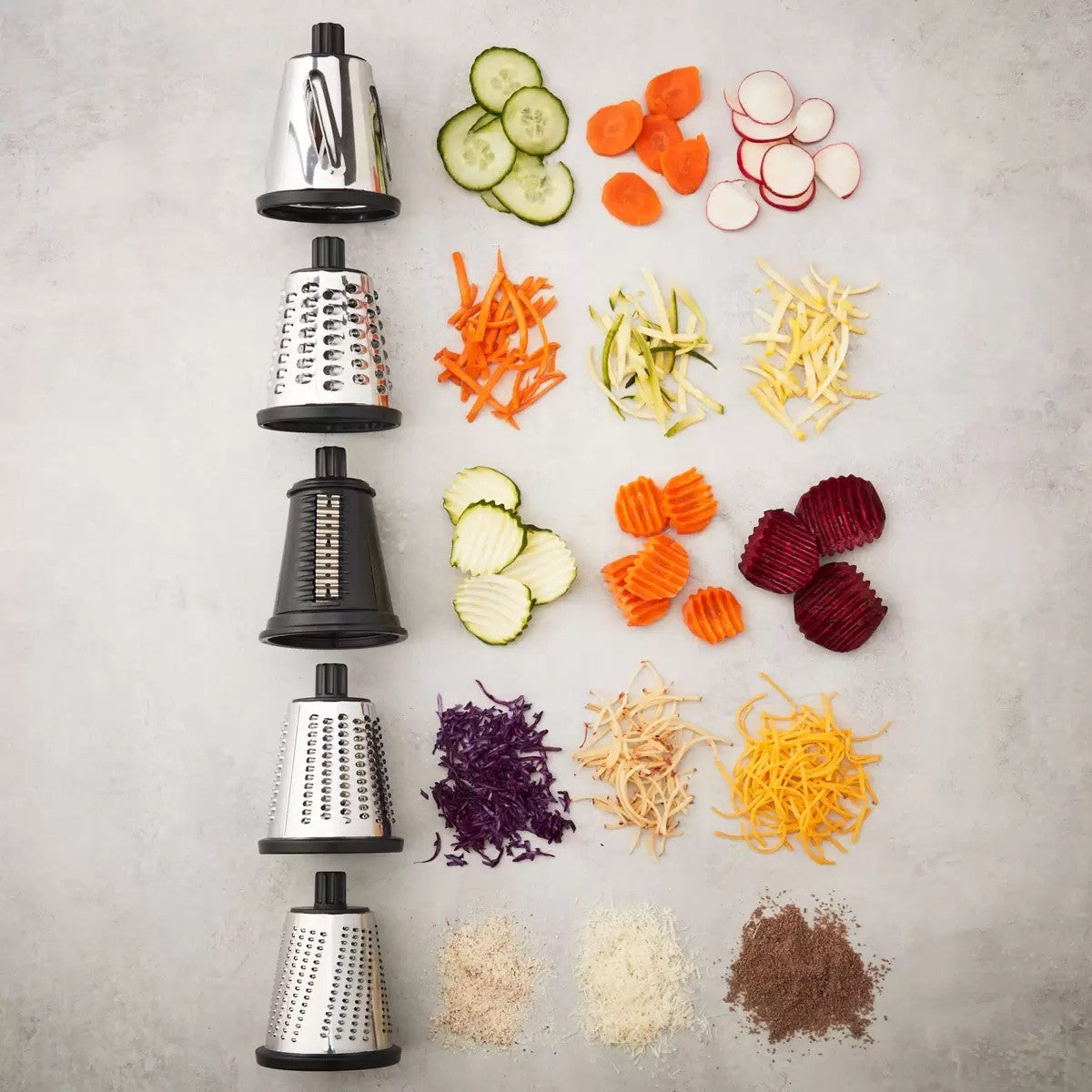 MIU Rotary Drum Grater with 4 Attachments Black