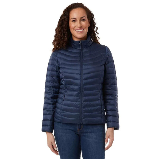 32 Degrees Ladies Short Down Jacket with Detachable Hood in Blue Size XL