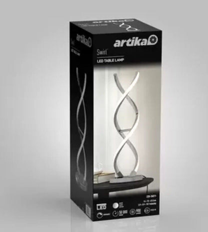 Artika Chrome Swirl LED Table Lamp- NEW BOX OPEN