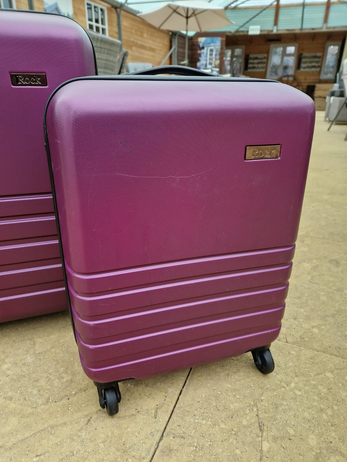 Rock Byron 3 Piece Hardside Luggage Suitcase Set in Purple - Ex-display