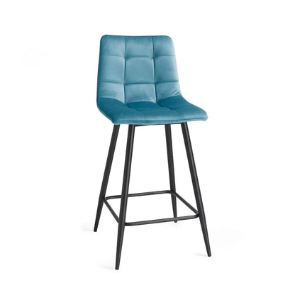 Bentley Designs Marlow Blue Velvet Tapered Back Bar Stool, 2 Pack