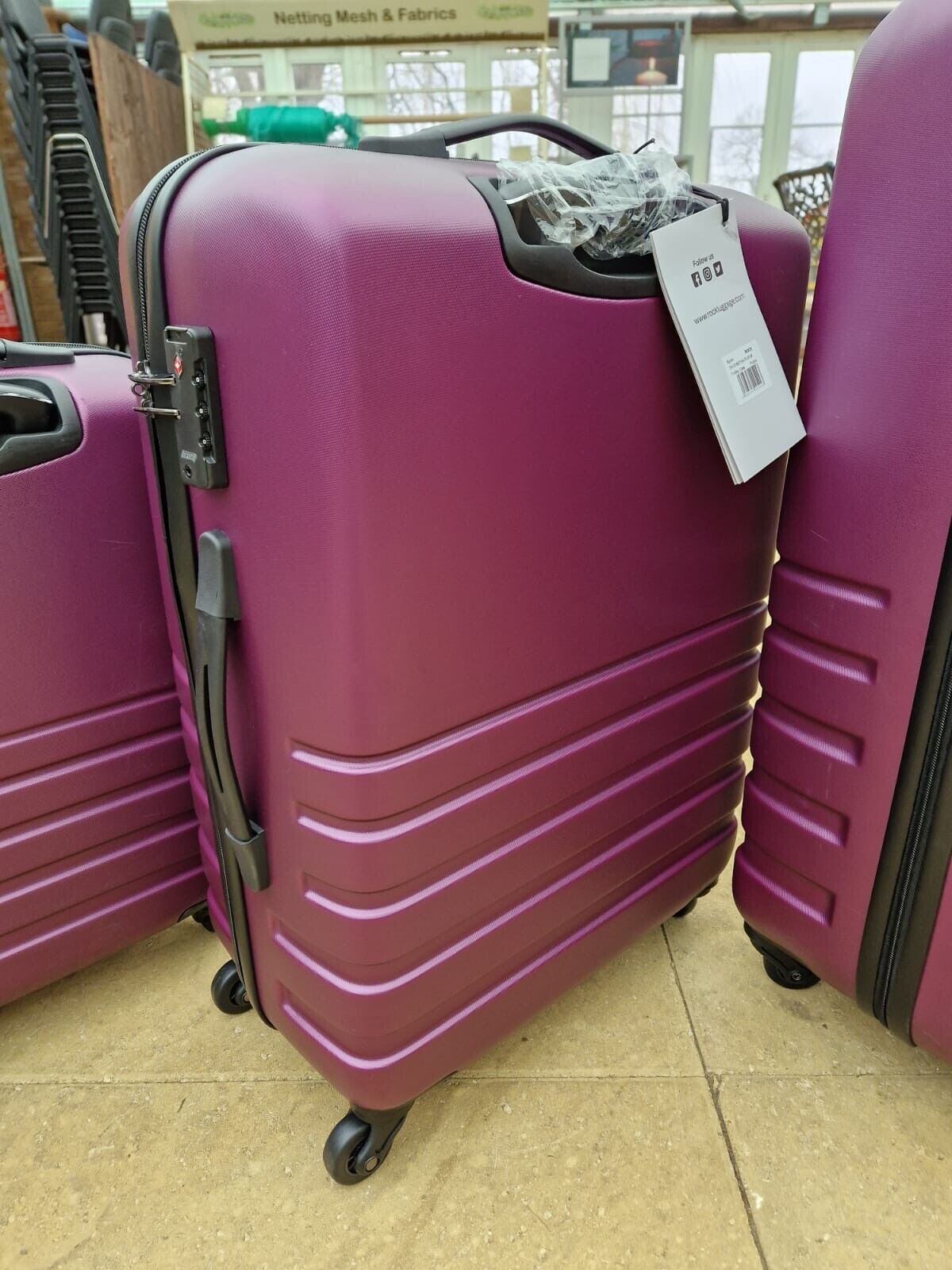 Rock Byron 3 Piece Hardside Luggage Suitcase Set in Purple - Ex-display