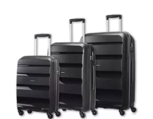 American Tourister Bon Air 3 Piece Hardside Suitcase Set, Black.