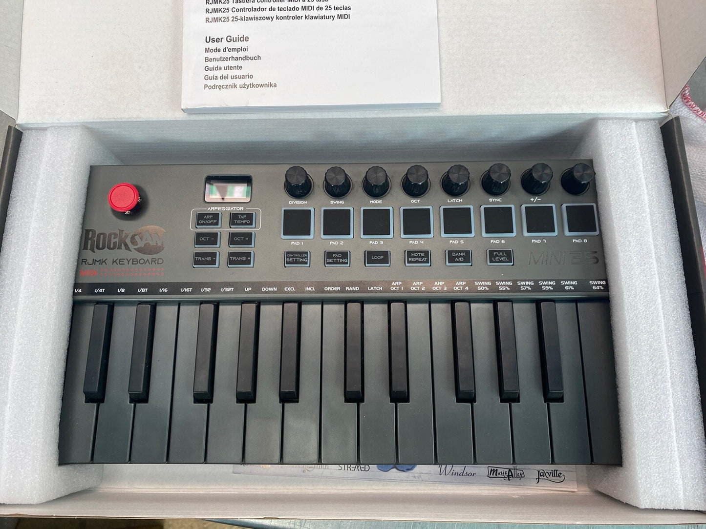 RockJam RJMK25 25 Key Bluetooth & USB MIDI Keyboard Piano W/ Touchpads Grey**EXD