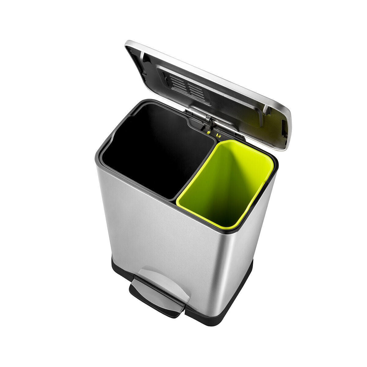 EKO Neo-Cube Recycling Bin 28L+18L in Brushed Stainless Steel 2