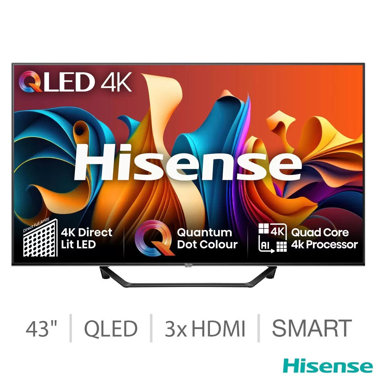 Hisense QLED 4K Smart Freely TV 43A7NQTUK 43 Inch Quad Core