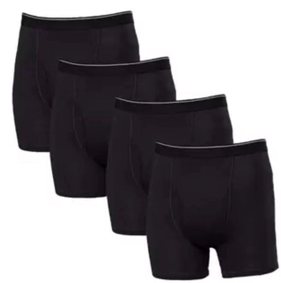 4 Pack Men Boxer Shorts in Black by Kirkland Signature- M