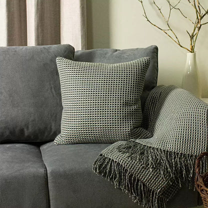 Rowan 45x45 cm Waffle Charcoal Multi-Tonal Cushion, 2 Pack