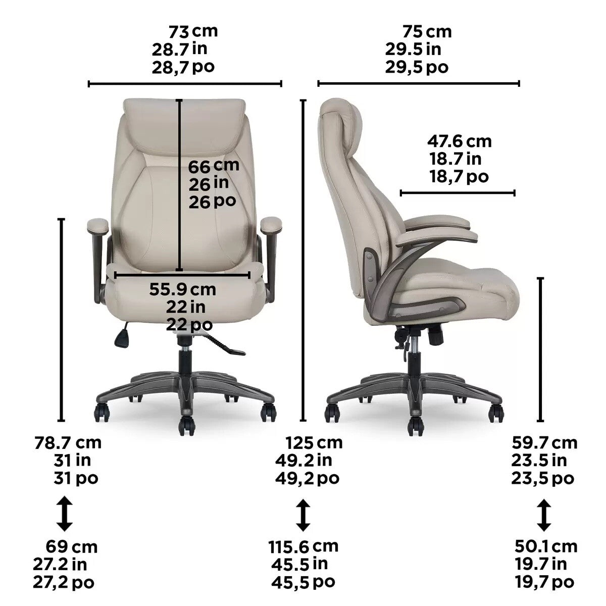 La-Z-Boy Air Lumbar Manager's Office Chair with Flip Up Arms Beige **BRAND NEW**