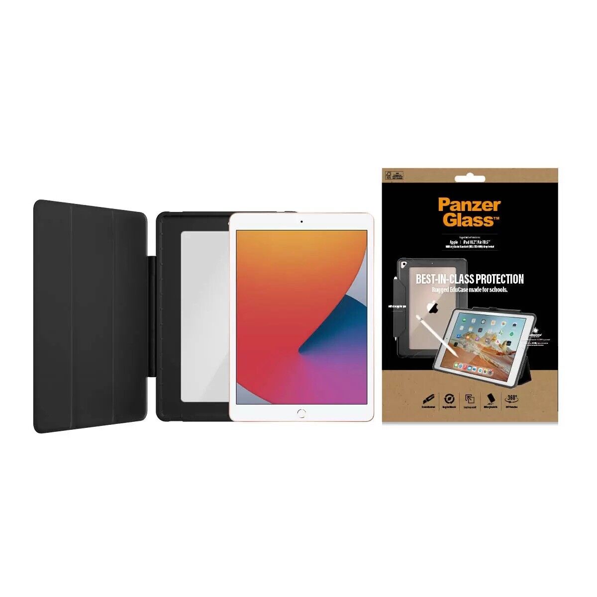 PanzerGlass Rugged Flip Cover Care for iPad 10.2 inch, Pro 10.5 inch & Air 10.5