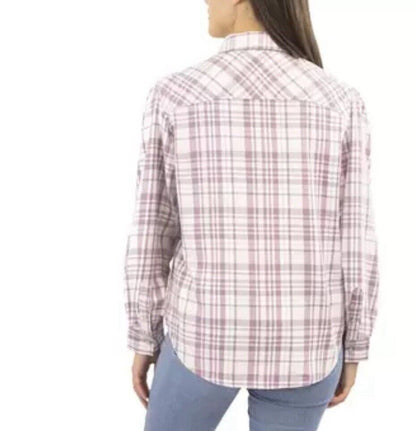 Jachs Ladies Girlfriend Shirt With Snap Buttons Size S Pink plaid