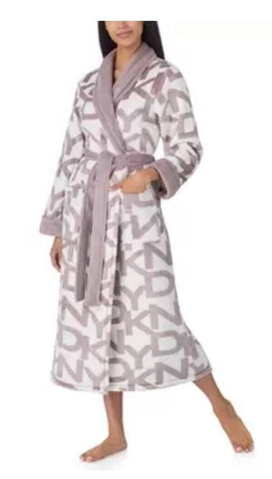 DKNY Shawl Collar Long Plush Robe Size XL