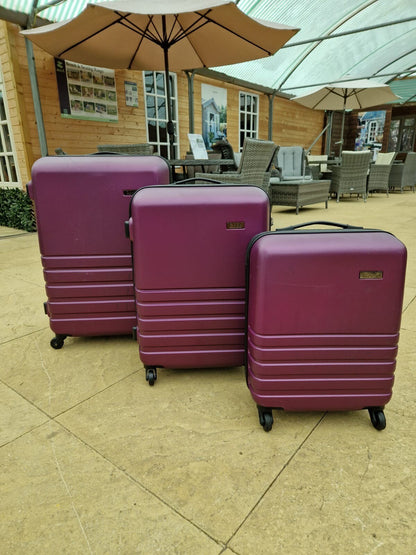 Rock Byron 3 Piece Hardside Luggage Suitcase Set in Purple - Ex-display