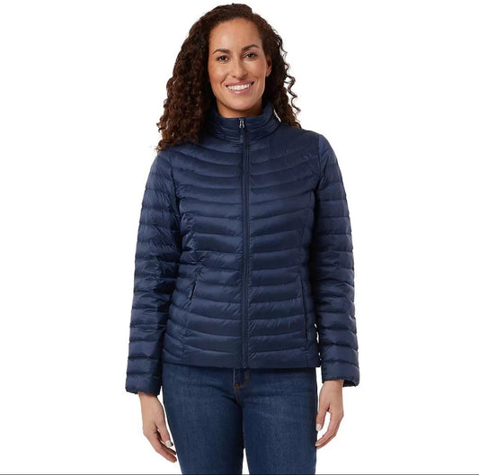 32 Degrees Ladies Short Down Jacket with Detachable Hood in Blue, Extra-Large