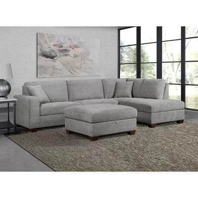 Thomasville Miles Grey Fabric Corner Sofa & Ottoman Right Hand Facing Ex-Display